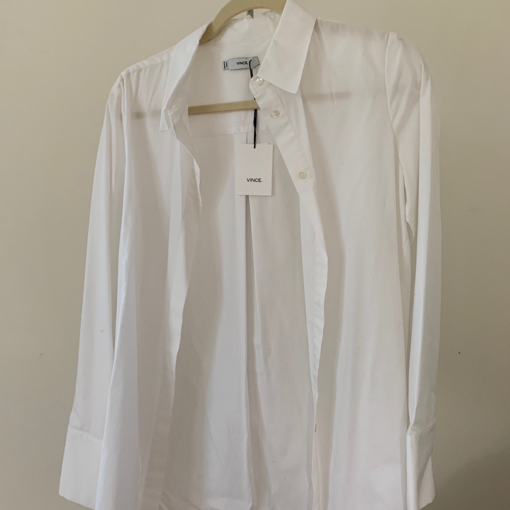 Ladies white button down shirt